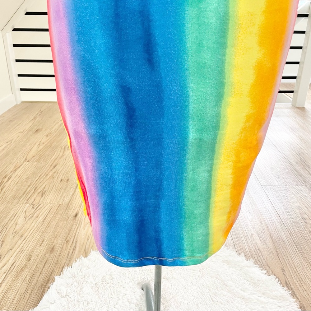 NWT S M L colorful striped bodycon midi stretchy dress - Picture 6 of 9